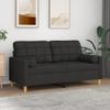 Willood 2-Seater Sofa with Throw Pillows, Black, 140 cm, Fabric, Armrests, Soft Cushions, and Wooden Legs view 1