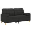 Willood 2-Seater Sofa with Throw Pillows, Black, 140 cm, Fabric, Armrests, Soft Cushions, and Wooden Legs view 3
