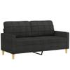 Willood 2-Seater Sofa with Throw Pillows, Black, 140 cm, Fabric, Armrests, Soft Cushions, and Wooden Legs view 4