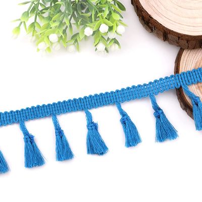 Blausky 10-Yard Blue Tassel Fringe Trim, 4 cm Wide