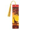 Wooden Bookmark with African Animal Sunset and Colorful Tassel view 1