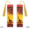 Wooden Bookmark with African Animal Sunset and Colorful Tassel view 2