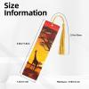 Wooden Bookmark with African Animal Sunset and Colorful Tassel view 3