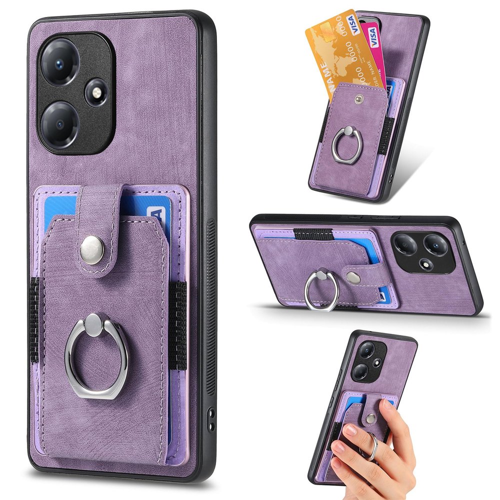 Rfvzubemok Case for Vivo Y52t 5G, Magnetic Stand, 3-in-1 Card Slot Kickstand Cover, Purple
