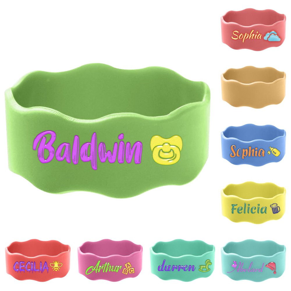 3 Personalized Water Bottle Labels, Waterproof Name Bands for Daycare, Sippy Cups & Summer Camps