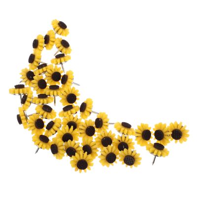 VILLFUL 40-Piece Sunflower Push Pins, Decorative Cork Board Pushpins