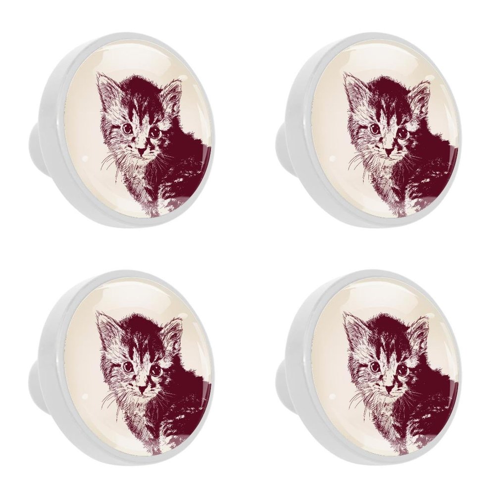 LVTISEE 4-Pack Cat Cabinet Knobs for Drawers and Furniture