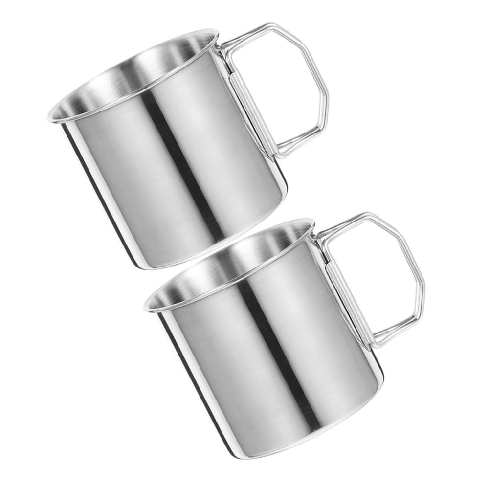 MUSISALY 2-Piece Foldable Metal Camping Cups, Portable Coffee Cups for Outdoor Camping