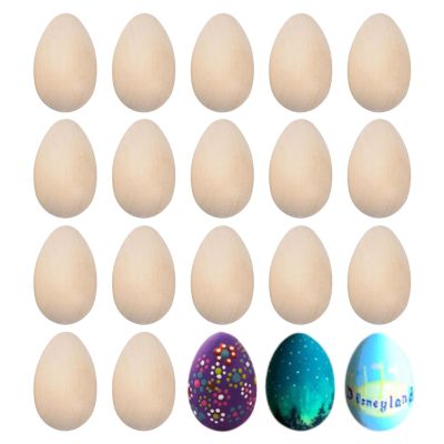 Unfinished Wooden Easter Eggs for Crafts, Unpainted, 20 Pieces