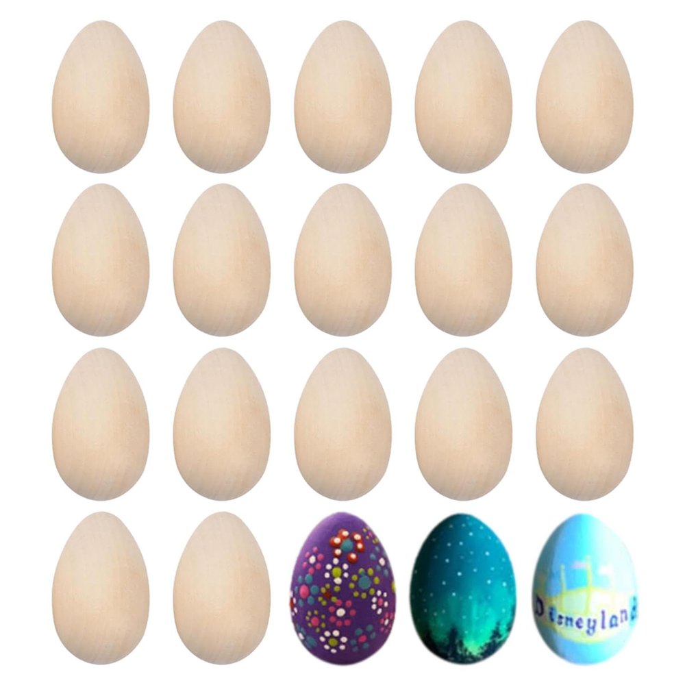 Unfinished Wooden Easter Eggs for Crafts, Unpainted, 20 Pieces