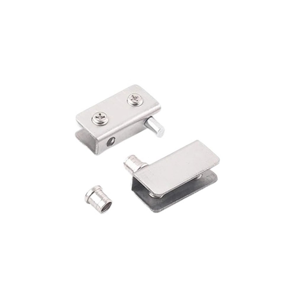 BSAXITHZB 1 Pair Glass Door Pivot Hinge Clamps, Stainless Steel Pivot Axis, Wine Cabinet, Furniture Fittings (Silver)