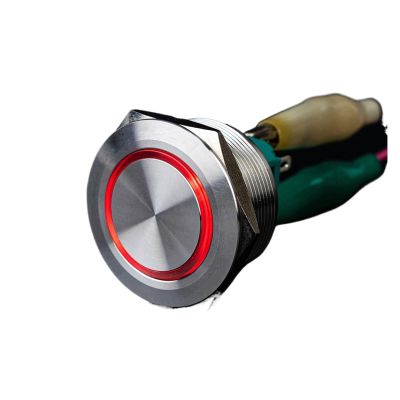 VWWJCCRO 30 mm Stainless Steel Metal Push Button Switch, Flat Round Ring LED Indicator, Momentary, 6-Pin Car Switch, Reset/Latching, Mounting (Red LED, 100–240 V/220 V)