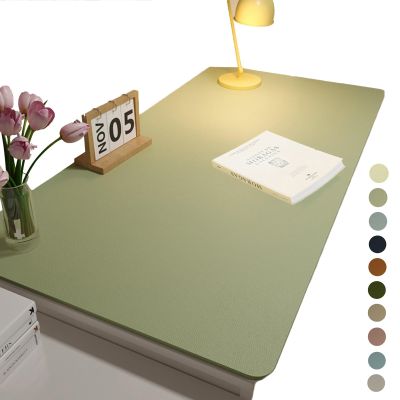Multifunctional PU Leather Office Desk Mat, Green/Pink, 90 × 140 cm