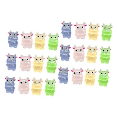 24 Small Bright Resin Cow Figurines for Mini Landscapes