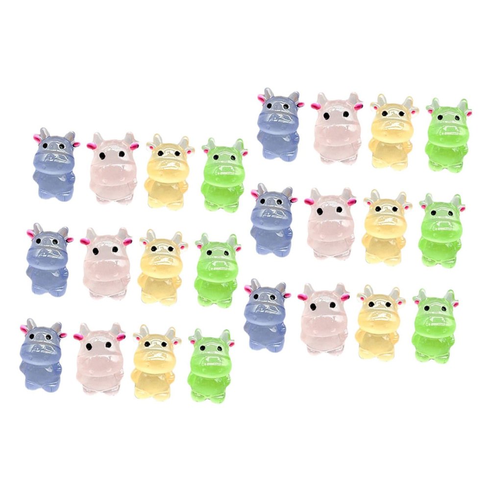 24 Small Bright Resin Cow Figurines for Mini Landscapes