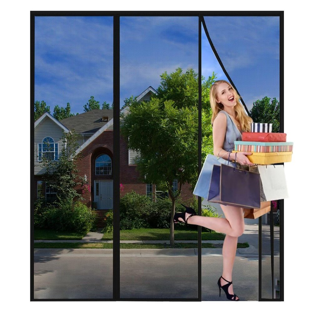 Magnetic Insect Screen Door Curtain 160 x 250 cm, Black, No Drilling