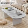 SCBTGKLN Wooden Coffee Table, Long Oval Table for Small Spaces, White, Large view 2
