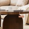 SCBTGKLN Wooden Coffee Table, Long Oval Table for Small Spaces, White, Large view 4