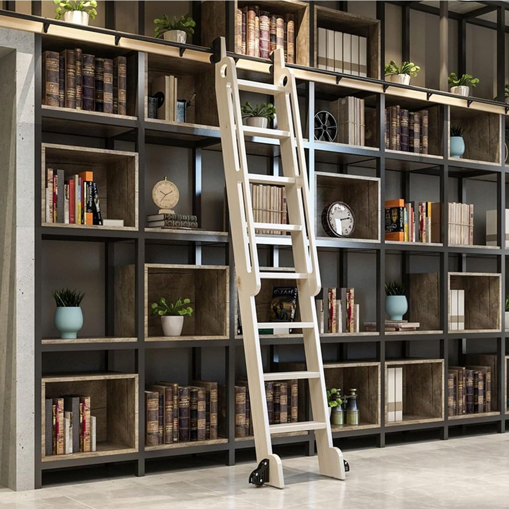 Library Ladder Hardware Kit, Sliding Rail System with Rollers