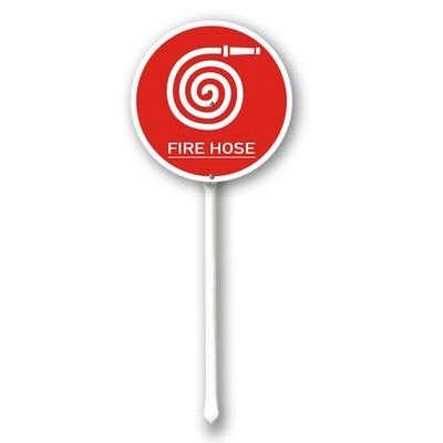 Fire Hose Sign with Stake for Yard, Home, Garden, Lawn, Aluminum, 23.4 x 23.4 cm