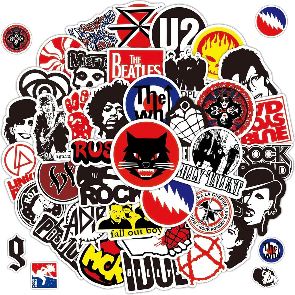 Rock Band Stickers, 100-Piece Classic Rock Waterproof Vinyl Set