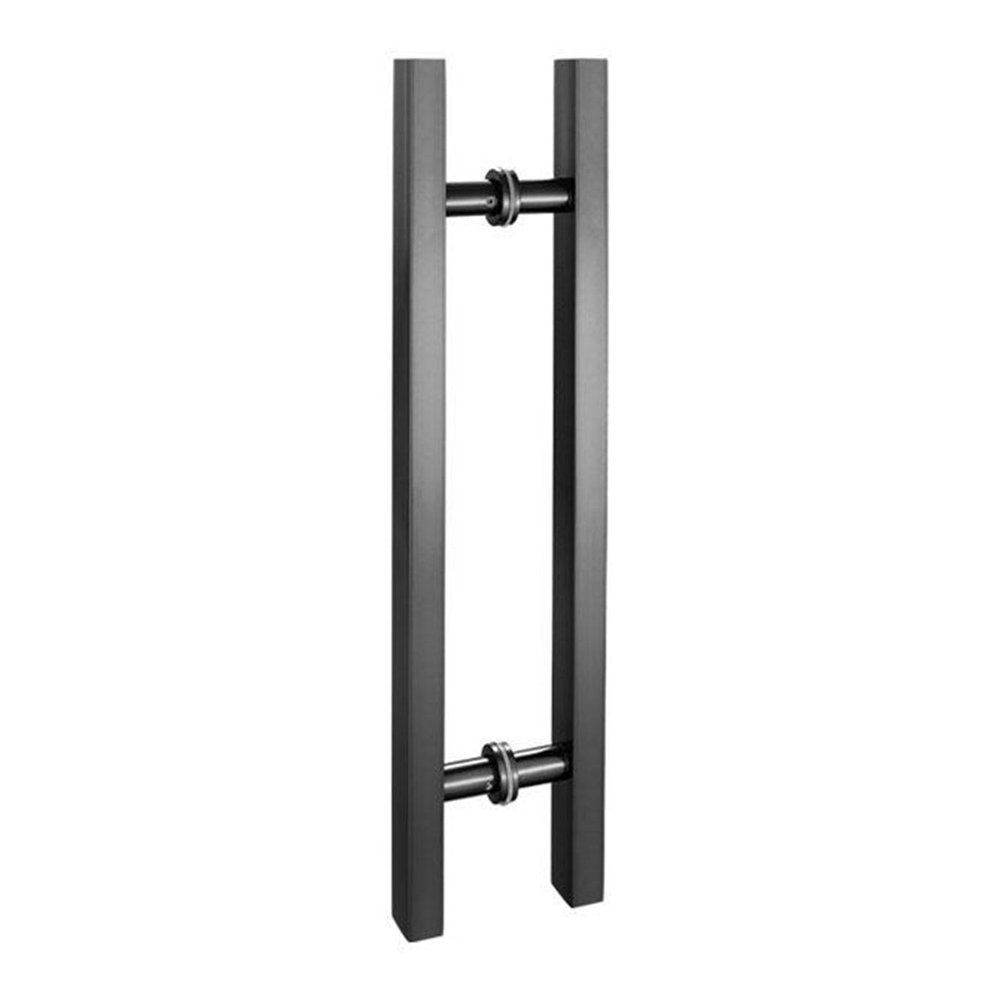 Pair of Chrome Shower Door Handles, 400 mm Center-to-Center, Gray