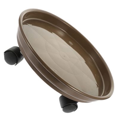 Gogogmee Plant Pot Caddy with Wheels, Round PP in Coffee