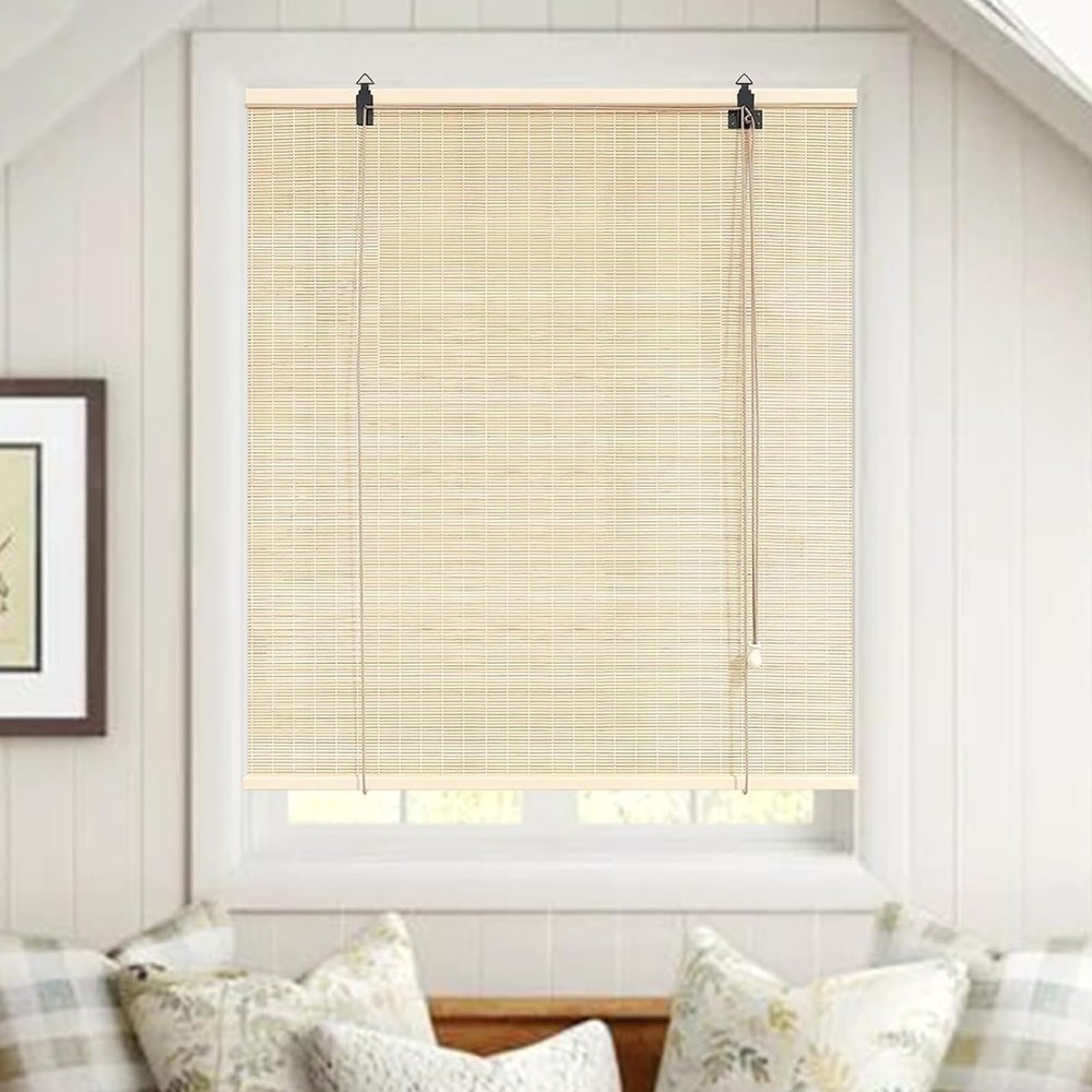 FENGSHOUU Retro Bamboo Roller Blind, Natural, 120 x 140 cm