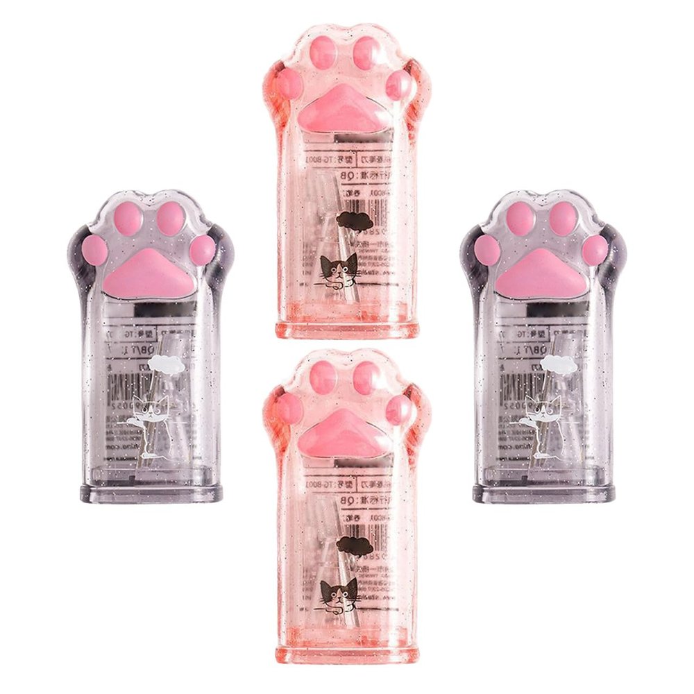 Manual Cat Paw Pencil Sharpeners, 4-Pack, Plastic and Metal