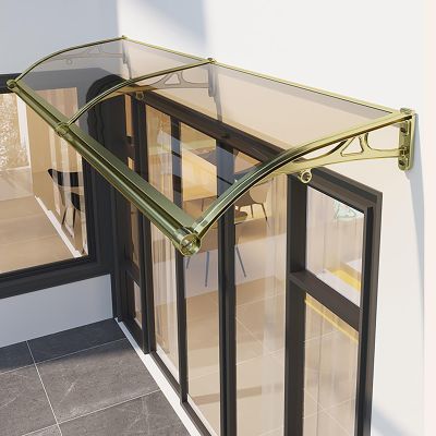 Polycarbonate Door Canopy, Curved Rain Shield, UV Protection (100 x 310 cm)