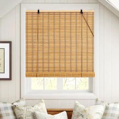 FENGSHOUU Retro Bamboo Roller Blind, Light-Filtering Privacy Shade, Side-Pull, Customizable, 50 x 280 cm
