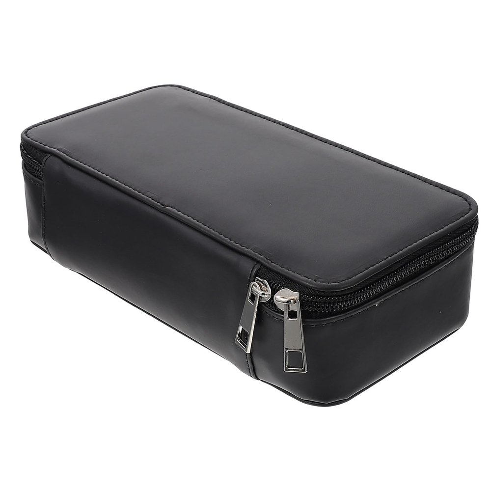 Double-Layer Pencil Case, Large, Black, for Students