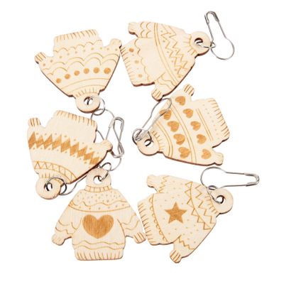 Anneome Wooden Stitch Markers for Knitting Enthusiasts, 6-Piece Decorative Set