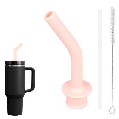 Straw with Silicone Tip, Curved Silicone Straw Tip