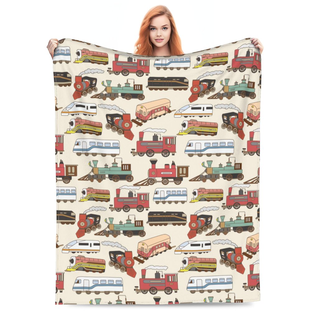 ZSOSIXDEAL Cute Train Throw Blanket