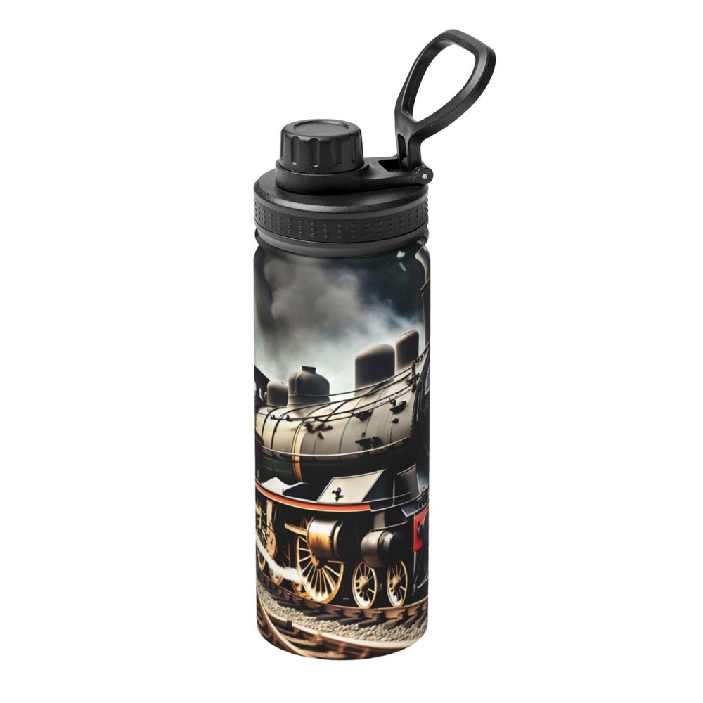 530 ml Stainless Steel Water Bottle with Steam Locomotive Print