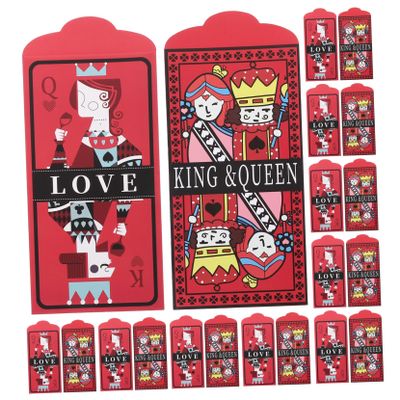 Parliky 20-Piece Vintage Red Envelopes for New Year and Spring Festival, Poker Pattern Decorative Money Envelopes