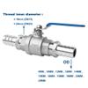 AUNANGLJSCS Stainless Steel Ball Valve, 3-Way/2-Way Drain, 1-Piece, 10 mm OD Hose Connection (DN15) view 2