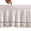 SkyjOy Wrap-Around Bed Skirt, Elastic Dust Ruffle with Adjustable Straps, Solid, Machine Washable, C-King 200 x 220 x 38 cm view 2