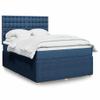 vidaXL Box Spring Bed with Mattress Blue 63 x 79 in Fabric view 2