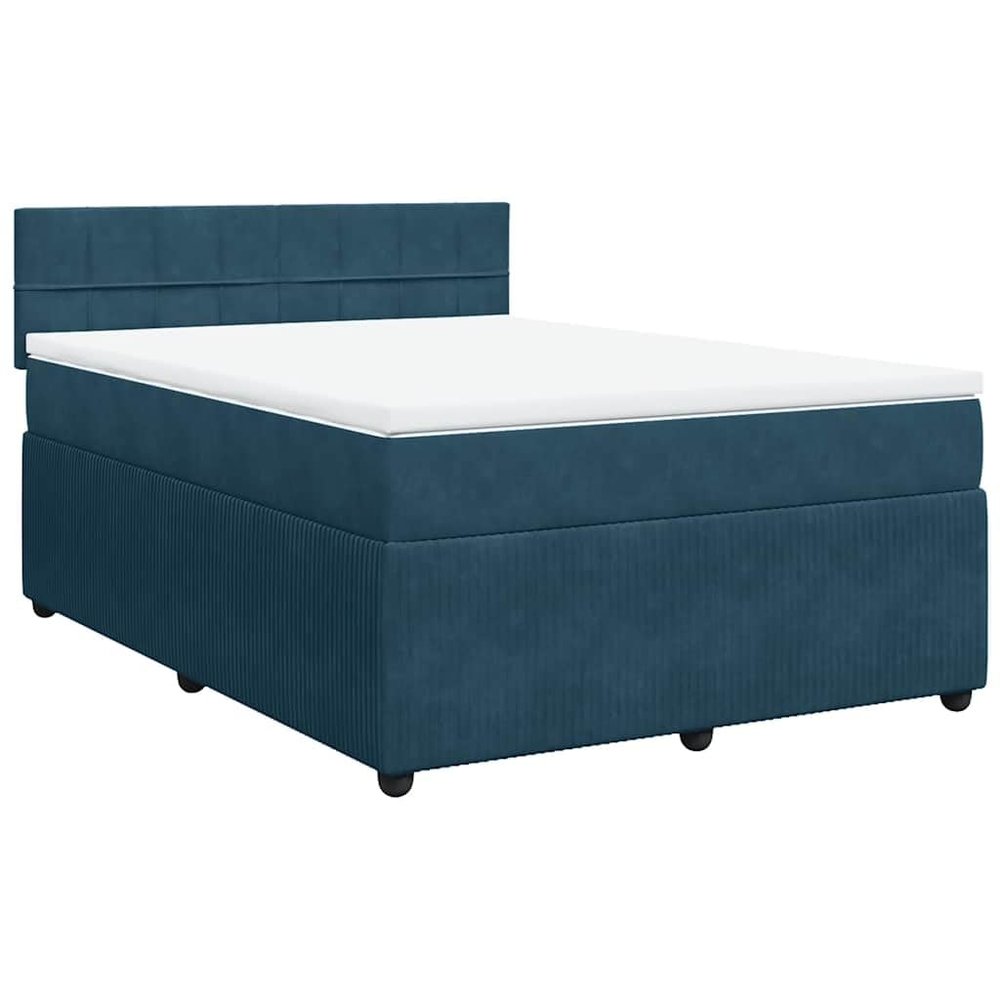 vidaXL Box Spring Bed with Mattress Blue 140x190 cm Velvet