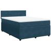 vidaXL Box Spring Bed with Mattress Blue 140x190 cm Velvet view 1