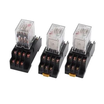 LTRAJUYNH 3-Piece AC 110 V Coil Power Relay HH54PL, 14-Pin, with Socket Base
