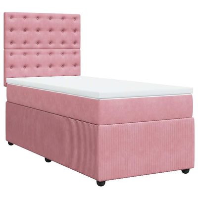vidaXL Box Spring Bed with Mattress Pink 90x200 cm Velvet