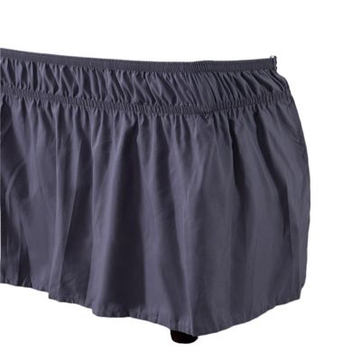 SkyjOy Wrap-Around Bed Skirt, Elastic, Solid Dark Gray, 15-Inch Drop