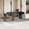 vidaXL 7-Piece Garden Sofa Set with Cushions, Light Gray Poly Rattan view 2