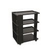 Black Multi-Tier Rolling Side Table with Storage Shelves and Locking Casters view 1
