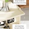 Black Multi-Tier Rolling Side Table with Storage Shelves and Locking Casters view 3