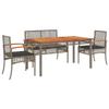 Iiaky 5-Piece Garden Dining Set with Cushions, Gray PE Rattan view 2