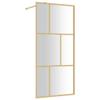 Iiaky Walk-In Shower Wall, Clear Tempered Glass, Gold, 90 x 195 cm view 2